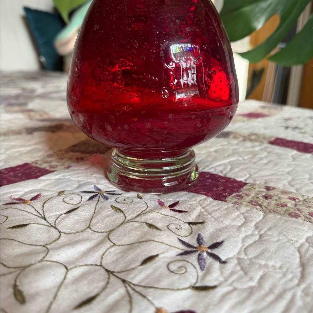 Ruby Red Blown Bubble Glass Empoli Snifter